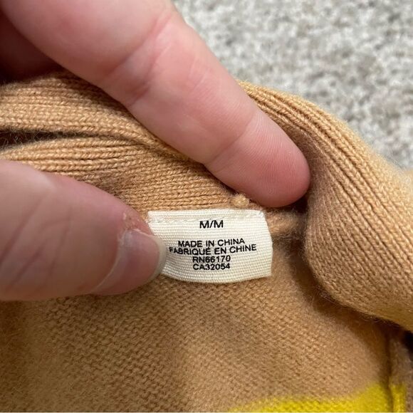 Anthropologie Cashmere Yellow Tan Striped Sweater Dress Size M - Picture 6 of 9